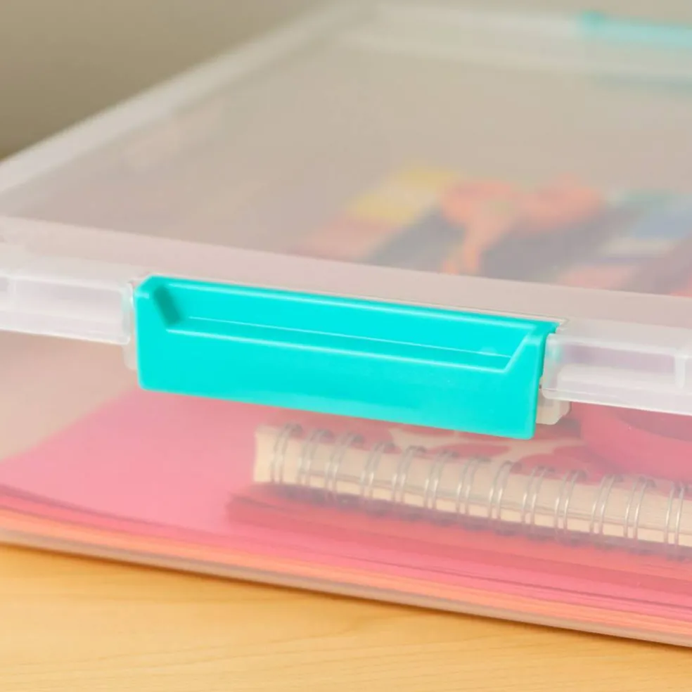IRIS USA 4Pack 5.5qt Large Clear Plastic Storage Container Clip Box with Latching Lids, Blue