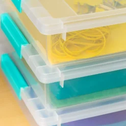IRIS USA 4Pack 5.5qt Large Clear Plastic Storage Container Clip Box with Latching Lids, Blue