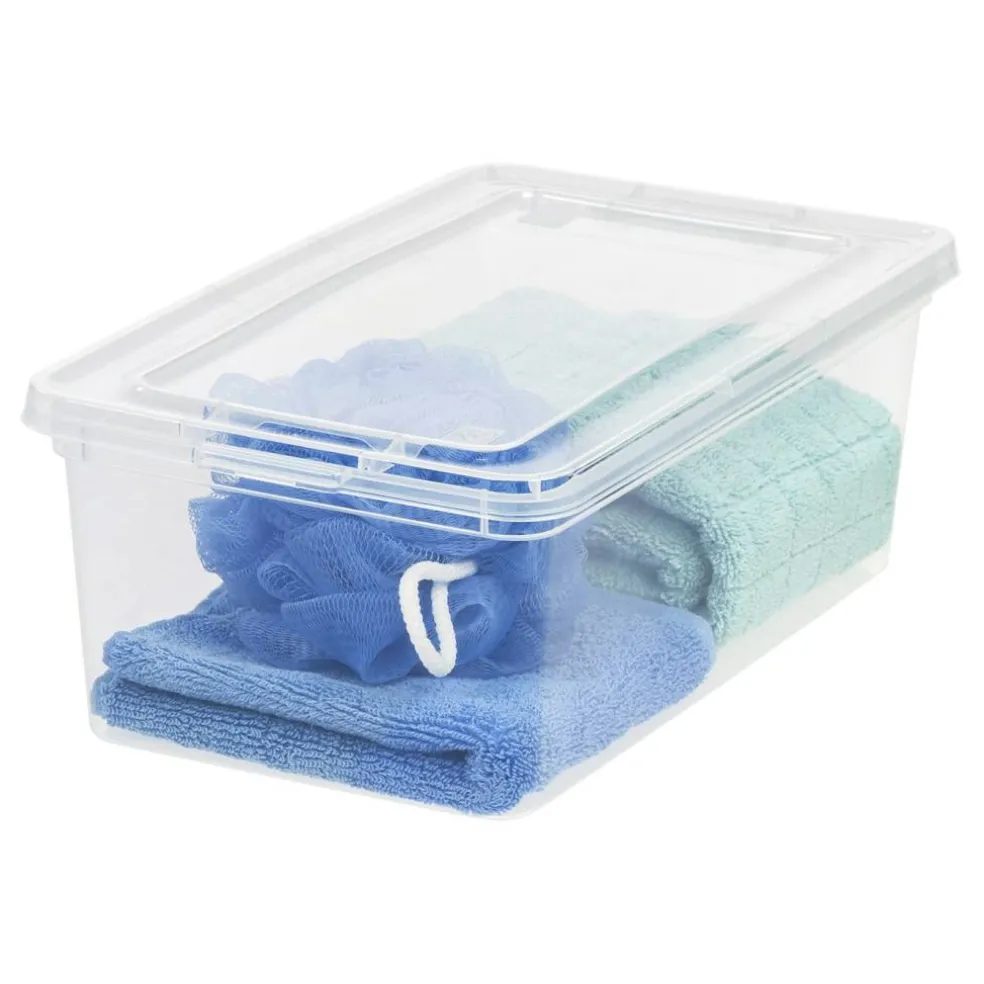 IRIS USA 20 Pack 5qt Plastic Storage Bin Tote Organizing Container with Latching Lid, Clear