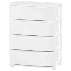 IRIS USA Plastic 4 Drawer Storage Cart, Organizer Unit for Bedroom, Closet, Kitchen, Bathroom, Laundry Room, Dorm