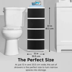 IRIS USA Plastic 4 Drawer Storage Cart, Organizer Unit for Bedroom, Closet, Kitchen, Bathroom, Laundry Room, Dorm