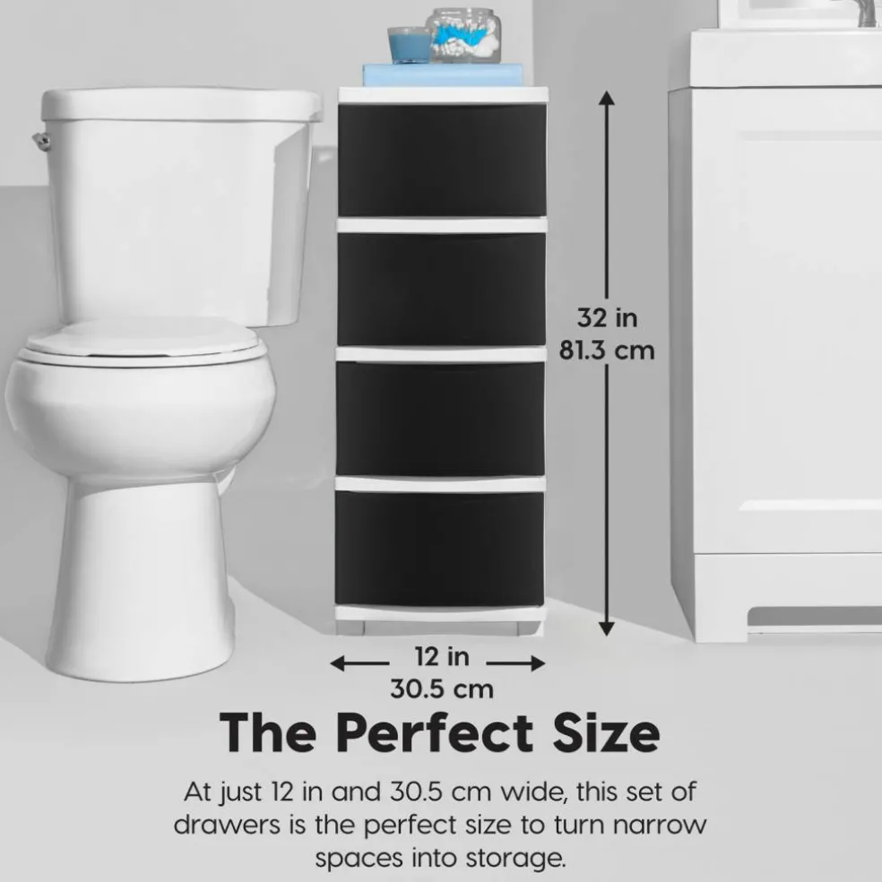 IRIS USA Plastic 4 Drawer Storage Cart, Organizer Unit for Bedroom, Closet, Kitchen, Bathroom, Laundry Room, Dorm