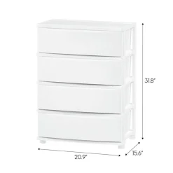 IRIS USA Plastic 4 Drawer Storage Cart, Organizer Unit for Bedroom, Closet, Kitchen, Bathroom, Laundry Room, Dorm