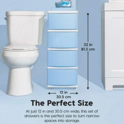 IRIS USA Plastic 4 Drawer Storage Cart, Organizer Unit for Bedroom, Closet, Kitchen, Bathroom, Laundry Room, Dorm