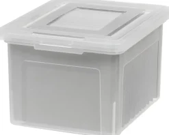 IRIS USA Plastic File Boxes With Lids for Letter/Legal File, Clear 35 Qt. 1 Pack