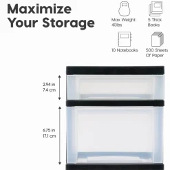 IRIS USA Plastic Rolling Storage Cart with Drawers