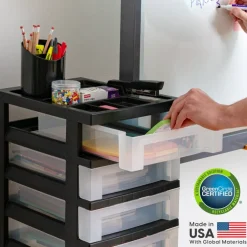IRIS USA Plastic Rolling Storage Cart with Drawers