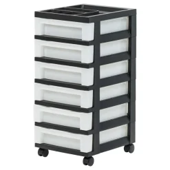 IRIS USA Plastic Rolling Storage Cart with Drawers