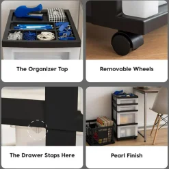 IRIS USA Plastic Rolling Storage Cart with Drawers
