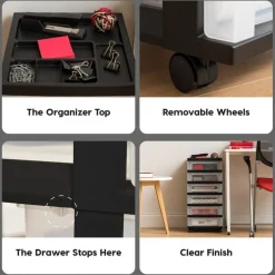IRIS USA Plastic Rolling Storage Cart with Drawers