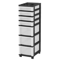 IRIS USA Plastic Rolling Storage Cart with Drawers