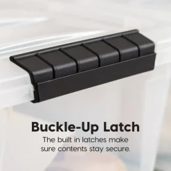 IRIS USA Plastic Storage Bins with Lids and Secure Latching Buckles