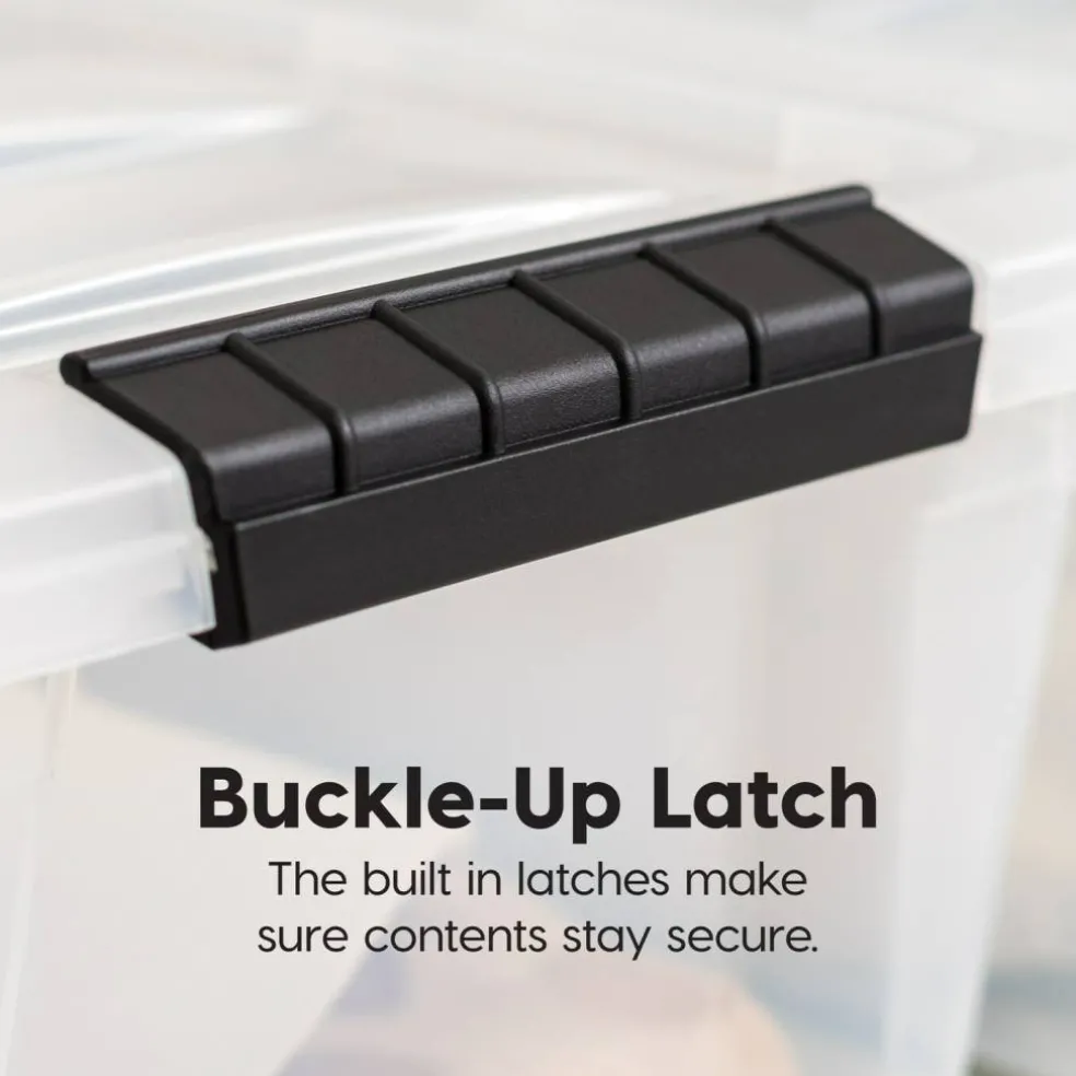 IRIS USA Plastic Storage Bins with Lids and Secure Latching Buckles