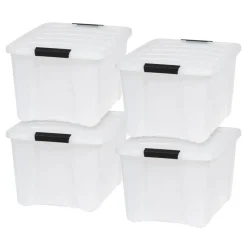 IRIS USA Plastic Storage Bins with Lids and Secure Latching Buckles