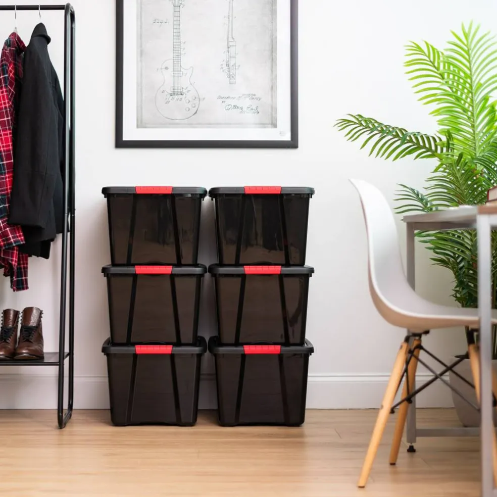 IRIS USA Plastic Storage Bins with Lids and Secure Latching Buckles