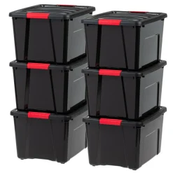 IRIS USA Plastic Storage Bins with Lids and Secure Latching Buckles