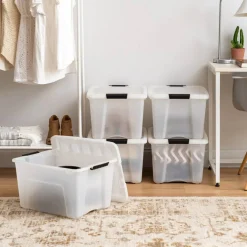 IRIS USA Plastic Storage Bins with Lids and Secure Latching Buckles