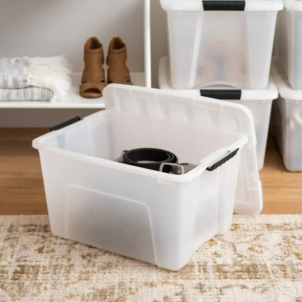 IRIS USA Plastic Storage Bins with Lids and Secure Latching Buckles