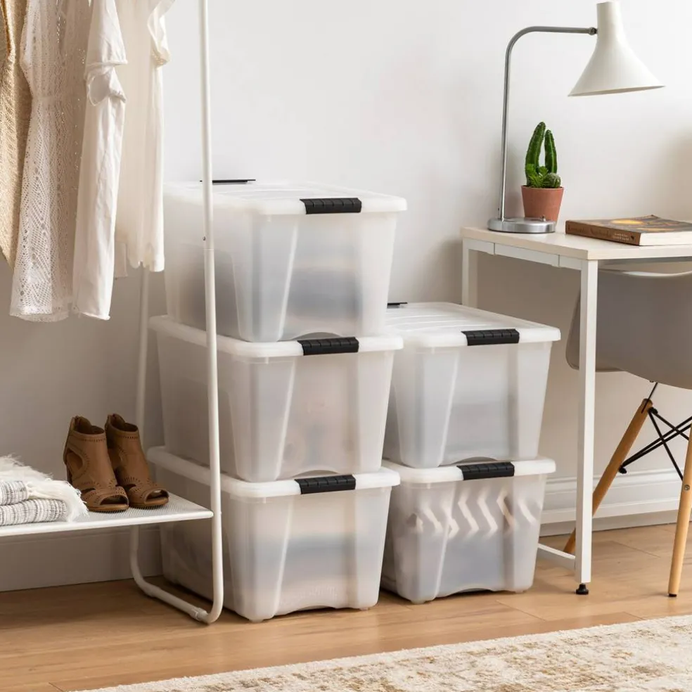 IRIS USA Plastic Storage Bins with Lids and Secure Latching Buckles