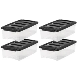 IRIS USA Plastic Storage Bins with Lids and Secure Latching Buckles