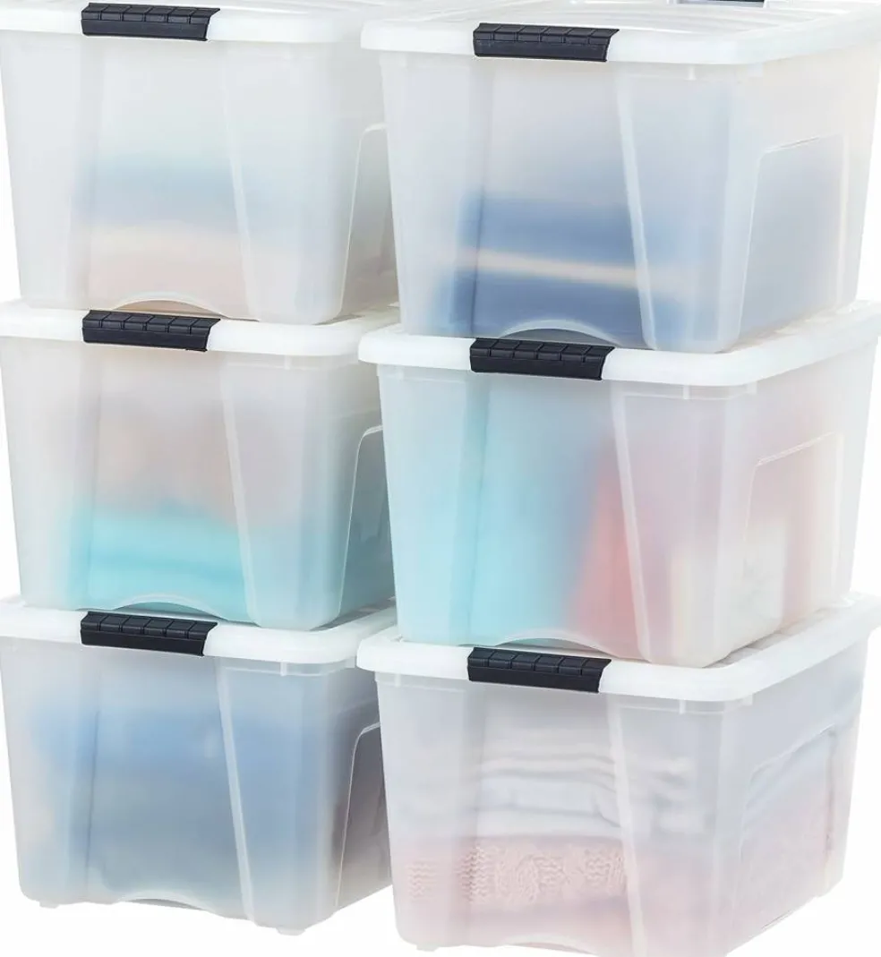 IRIS USA Plastic Storage Bins with Lids and Secure Latching Buckles
