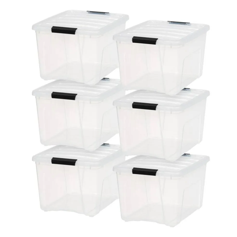 IRIS USA Plastic Storage Bins with Lids and Secure Latching Buckles