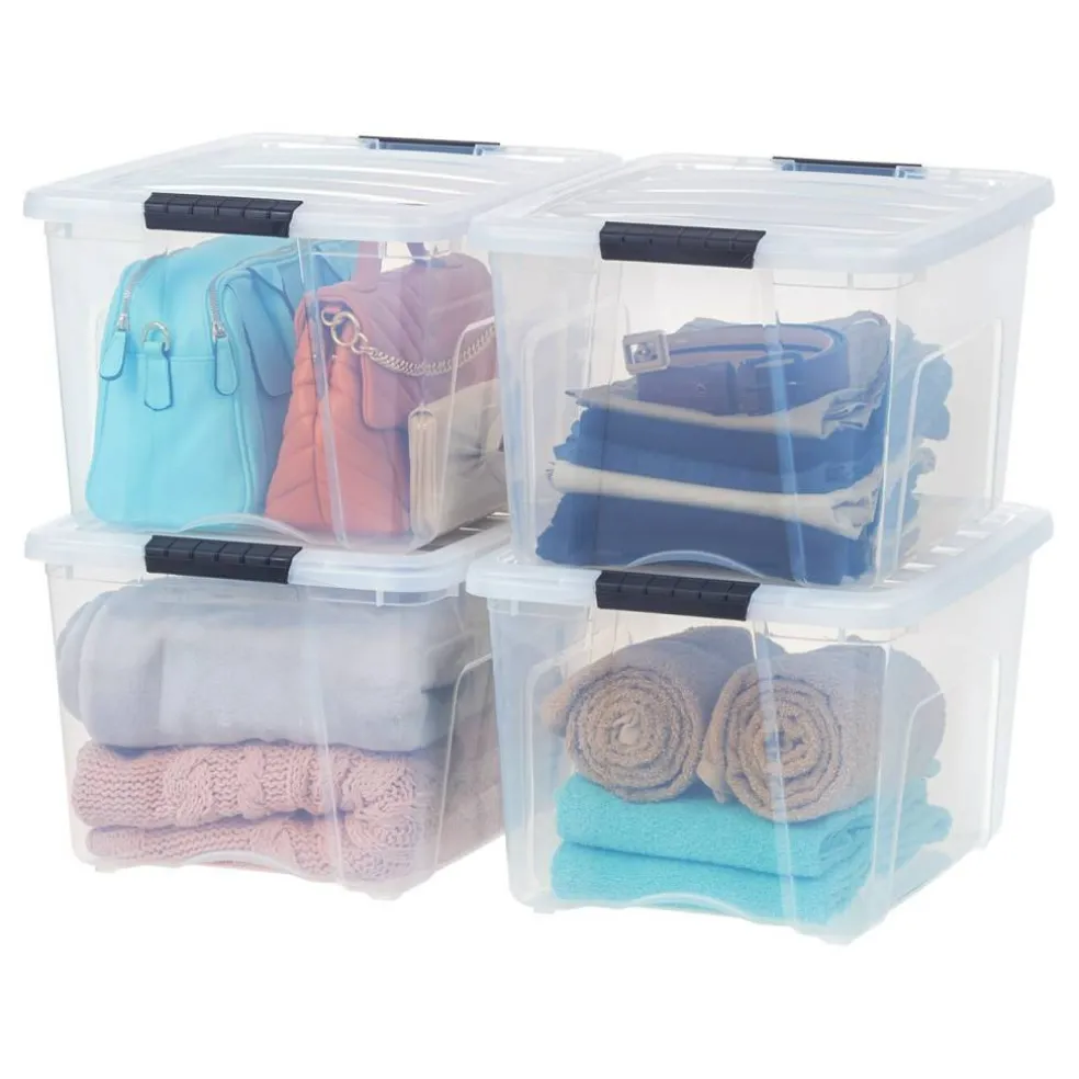IRIS USA Plastic Storage Bins with Lids and Secure Latching Buckles