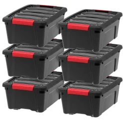 IRIS USA Plastic Storage Bins with Lids and Secure Latching Buckles