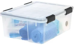 IRIS USA 30.6qt WEATHERPRO Airtight Plastic Storage Bin with Lid and Seal and Secure Latching Buckles
