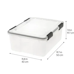 IRIS USA 30.6qt WEATHERPRO Airtight Plastic Storage Bin with Lid and Seal and Secure Latching Buckles
