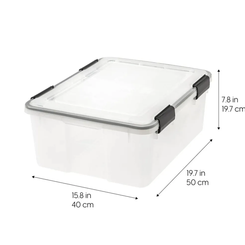 IRIS USA 30.6qt WEATHERPRO Airtight Plastic Storage Bin with Lid and Seal and Secure Latching Buckles