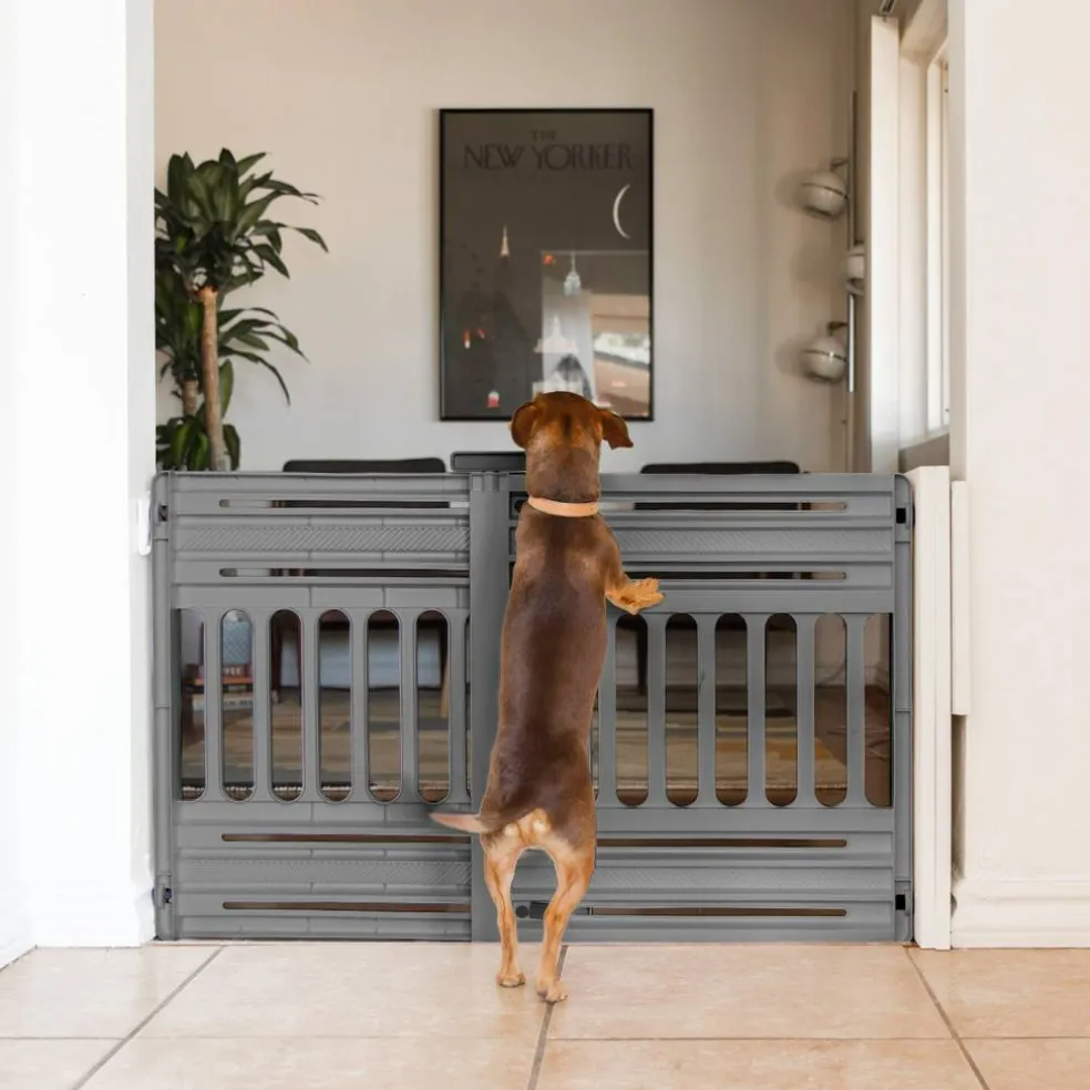 IRIS USA 24 to 39" Plastic Portable Expandable Pet Gate, Safety Gate