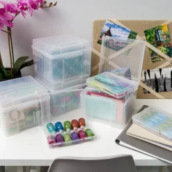 IRIS USA 5" x 7" Photo Storage and Embellishment Craft Keeper with 6 Cases, Clear
