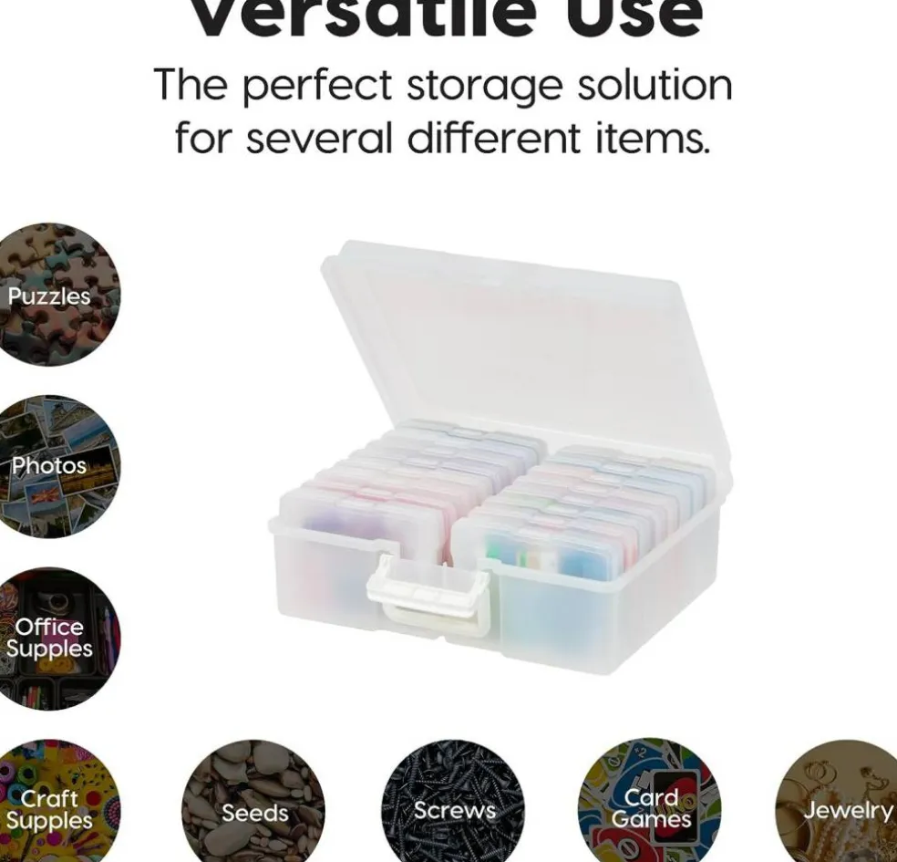 IRIS USA 4” x 6” Photo Storage Box with 16 Keeper Cases