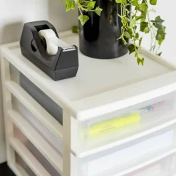 IRIS White 4-Drawer Desktop Plastic Drawer Organizer