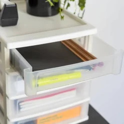 IRIS White 4-Drawer Desktop Plastic Drawer Organizer