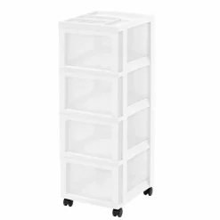 IRIS White 4-Drawer Medium Cart With Organizer Top