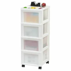 IRIS White 4-Drawer Medium Cart With Organizer Top