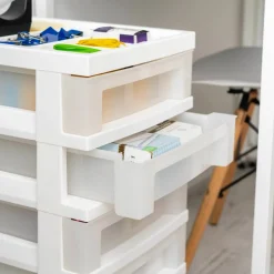 IRIS White 5-Drawer Storage Cart With Organizer Top