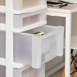 IRIS White 6-Drawer Storage Cart With Organizer Top
