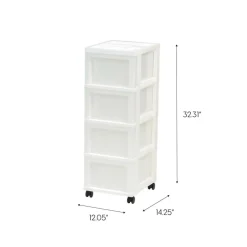 IRIS White 6-Drawer Storage Cart With Organizer Top
