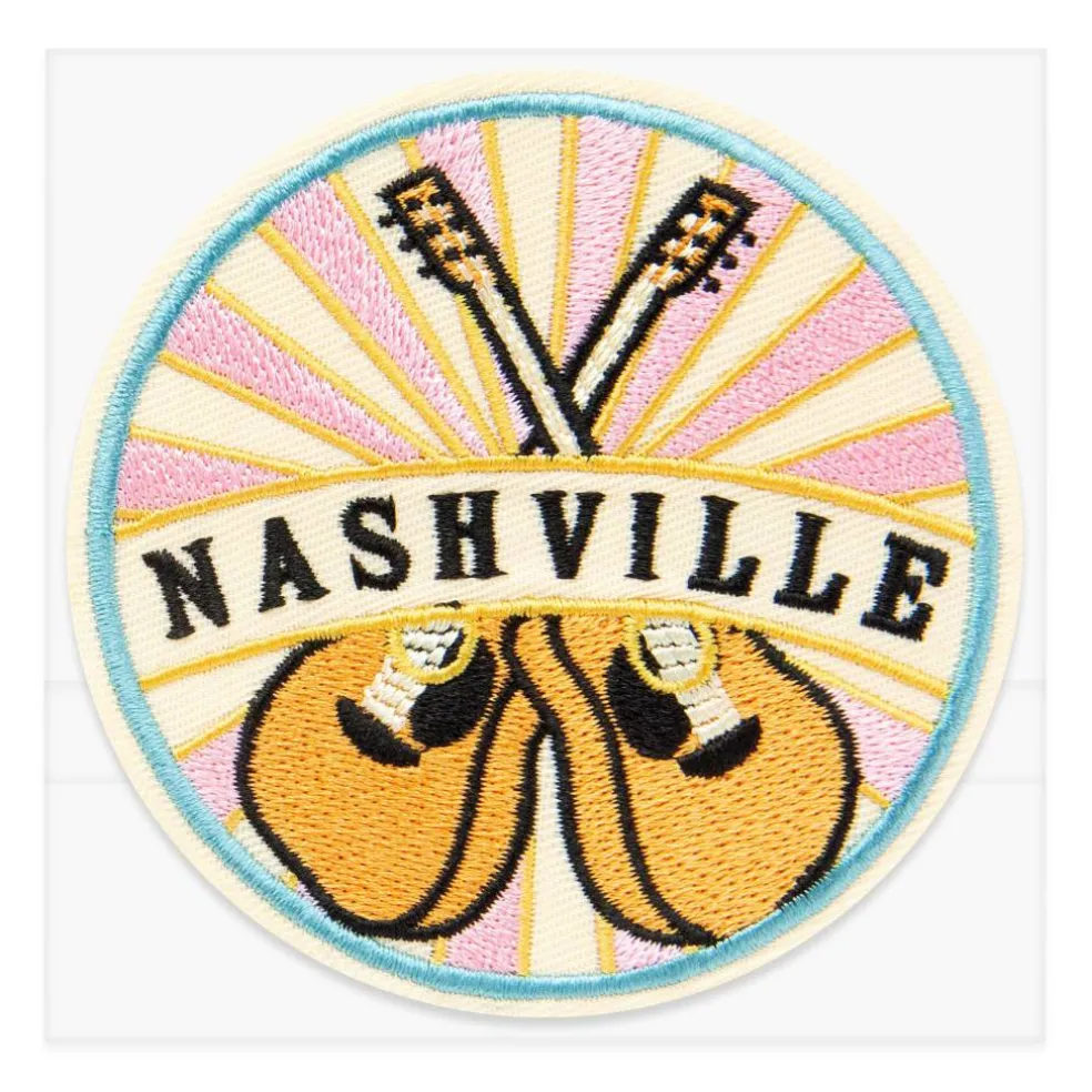 Iron-On & Adhesive Nashville with Guitars Patch by Make Market®