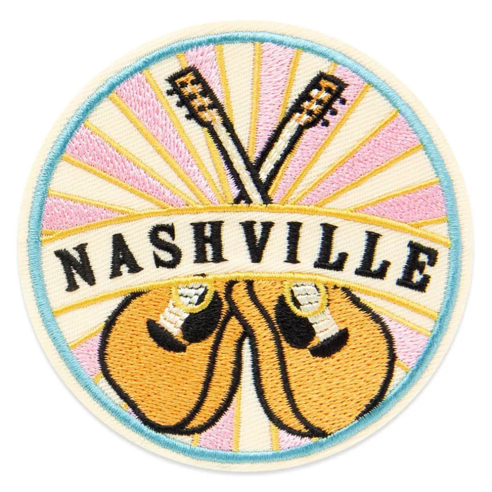 Iron-On & Adhesive Nashville with Guitars Patch by Make Market®