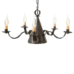 Irvins Country Tinware 5-Arm Small Sturbridge Chandelier in Kettle Black
