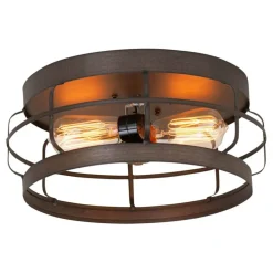 Irvins Country Tinware 11-Inch Round Strap Flush Mount Ceiling Light