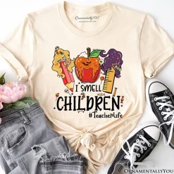 I Smell Children Witch Teacher Life T-Shirt, Back To School Halloween Tee