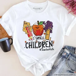 I Smell Children Witch Teacher Life T-Shirt, Back To School Halloween Tee