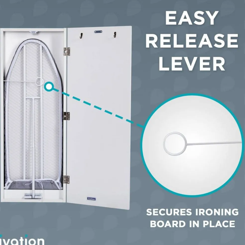 Ivation Foldable Ironing Board Cabinet, Wall-Mount With Mirror