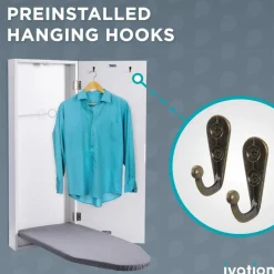 Ivation Foldable Ironing Board Cabinet, Wall-Mount With Mirror
