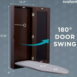 Ivation Foldable Ironing Board Cabinet, Wall-Mount With Mirror